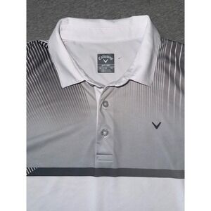 Callaway Mens XL Golf Polo Shirt White Grey Gradient Opti-Dri Athletic Golfcore